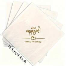 20pcs/40pcs/60pcs,13*13 Inch We're Engaged Wedding 2-Ply Paper Napkins, Engagement Party Napkins,Engagement Beverage Cocktail Luncheon Napkins,Wedding Paper Disposable Party Napkins Wedding Cake Table Decorations Supplies - Multicolor - View 4