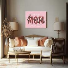 1pc, Modern Pink Floral Mom Typography Wall Art Canvas Print Mother's Day Gift Idea Happy Christmas Gift For Her Home Decor With Solid Wood Frame Easy To Install - Nhiều màu - Xem 2