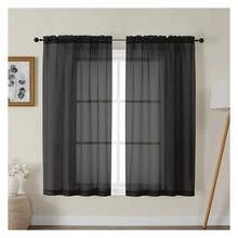 Black Sheer Curtains For Bedroom 54 Inches Long 2 Panels, Light Filtering Voile Rod Pocket Curtains, Airy Transparent Sheer Drapes For Living Room, Each 42" Wx54 L - 多色121 - 查看 1