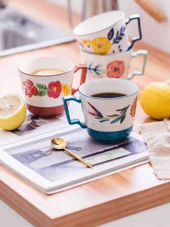 1个9盎司高品质多用途陶瓷茶杯，红色咖啡杯，旅行杯，情侣水杯，四季皆宜，适合居家和聚会使用