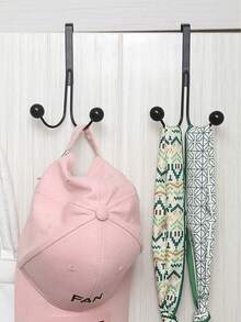 Percha para colgar sobre la puerta, montaje en pared con doble gancho, organizador multifuncional sin necesidad de taladrar, colgador de puerta para colgar ropa, organizador para dormitorio, sala de estar, dormitorio, baño, decoración de otoño, artículos esenciales para el hogar, vuelta al colegio - Multicolor - Ver 11