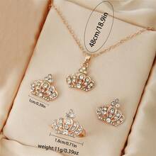 1 pieza Reloj de aleación + Set de 4 piezas de joyería de corona de oro rosa