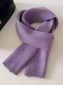 1 pieza Bufanda/Chal de punto de color caramelo con flecos, de estilo coreano, versátil para otoño/invierno, unisex - Multicolor - Ver 31