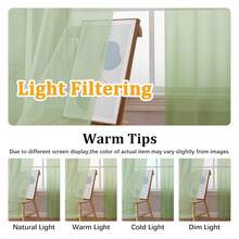 Light Green Sheer Curtains 90 Inches Long 2 Panels Set, Light FilteringFilmy Drapes For Living Room Bedroom, Elegant Soft Rod Pocket Voile Sheer Window Curtains, 42Wx90L Inch, 2PCS - Multicolor 135 - View 4