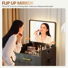 HNEBC Small Vanity  With LED Mirror For Bedroom,Dresser With Charging Station ,Desktop, 3 Drawers For Girls - View 4
