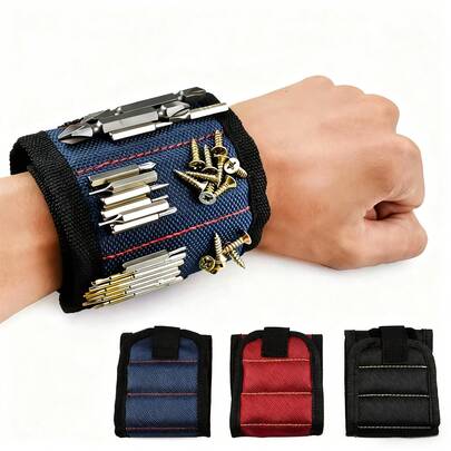 磁性工具腕带带强磁钉功能，强力磁性工具腕带螺丝小配件吸附收纳方便电工装饰神器，适合男女生日礼物。可戴在手上固定螺丝钉的磁性工具，送给老公、爸爸、男朋友，独特工具，适合工匠和电工的酷炫小工具