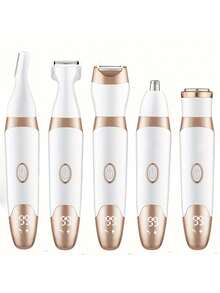 5 In 1 Painless Women's Private Trimmer - Portable Bikini Line Shaver, -Type-C USB Fast Charging, Brazilian Care For Sensitive Skin, | Suitable For Silk Peach Velvet Skin, Travel Cordless Body Shaver, Replaceable Women's Facial Shaver, Eyebrow, Nose, Face, Leg Hair Remover / Portable, Gentle, Women's Gift, Mother's Day Gift Battery Capacity 500mAh - Multicolor - View 14