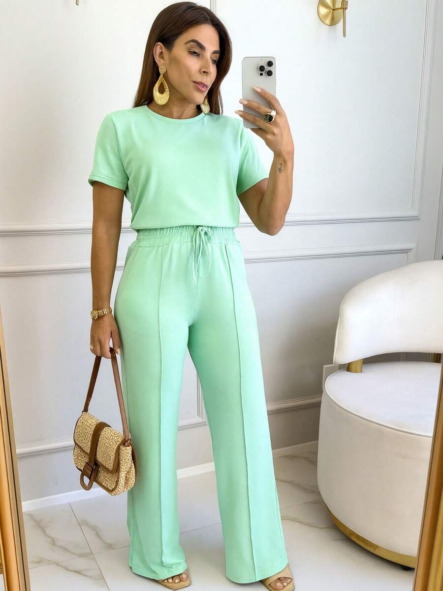 Magenta Shop Women's Comfortable Sweatsuit Set - Mint Green - View 1