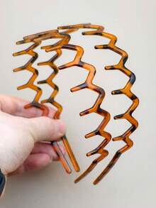 3条黑色哑光塑料齿状发带，男女通用时尚简约头巾，适合日常佩戴，也可作洗脸发带或头饰。