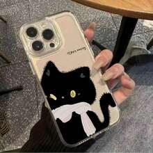 Cartoon Black And White Cats Pattern Mobile Phone Case Full-Inclusive Lens Compatible With IPhone17/16/15/14/13/12/11 Pro/Plus/Pro Max/XS Max/X/XS/ Galaxy Series Shock-Proof And Anti-Slip Scratch-Proof Full-Inclusive TPU Protection Case Suitable For Couples, Sisters - 無色 - 查看 6