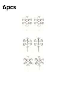 6pcs Christmas Snowflake Cake Inserts, Snowflake Cake Decorations, Cake Toppers, Paper Cup Dessert Decorations, Suitable For Christmas Party Table Decorations