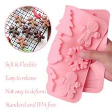 1 molde de silicone de Natal - design de 12 furos com formas de boneco de neve e biscoito de gengibre, perfeito para fazer chocolate, sobremesas e