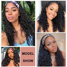 合成卷曲发带假发，长款深波浪非洲卷曲假发，带发带，女士款 - 黑色 - 查看 10