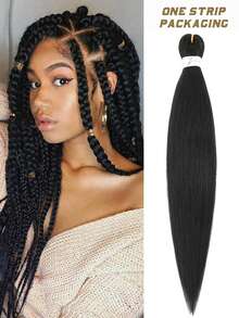 Halloween Pre Stretched Braided Hair Extension 24 Inch Braid Without Knot Box Professional Synthetic Crochet Natural EZ Braid Burn Black Wine Hair Band For Halloween And Christmas New Year Carnival Music Festival