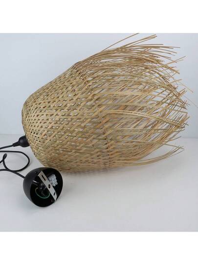 Alpinaluz Natural Wicker Hang Lamp "MIKA" Ø39cm made Fringes, E27 - Afbeelding 9