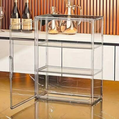 1/2/3个装 36英寸 x 27英寸 x 12英寸 透明储物盒，可堆叠，带磁性门和可拆卸隔板，可壁挂或桌面放置，采用耐用聚乙烯 (PE) 材质，适用于家庭、办公室、零售场所 - 多功能展示柜，可用于存放小物件、礼品、收藏品、玩具、纪念品、护理产品和展览品。