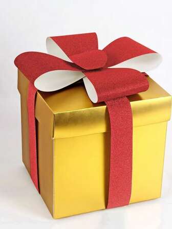 1个节日装饰礼盒摆件，圣诞场景装饰，适用于酒店大堂、派对礼品，白色礼盒，方形，20厘米，需自行组装