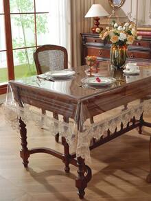 1 pieza Mantel rectangular de PVC bordado de otoño, mantel impermeable y resistente al aceite con encaje, decoración elegante para restaurante, cocina, desayuno, mesa de café, festividades, exterior - Encaje número tres - Ver 4