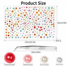 975Pcs Face Gems Hair Gems, Self-Adhesive Face Jewels Eye Jewels Rhinestones 3/4/5/6 Mm DIY Face Gems Stick On, Hair Body Rhinestones Gems Crystals Pearls For Face Makeup, Crafts (Pearl_Color){Inchcolor_nameinch:Inchpearl_colorinch} - 珍珠色 - 查看 3