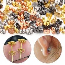 100-200 pezzi/confezione Tappi per orecchie rotondi in acciaio inossidabile, orecchini a perno in acciaio al titanio con chiusura a farfalla, accessori per orecchini, strumenti antiscivolo, all'ingrosso per componenti di orecchini fai-da-te