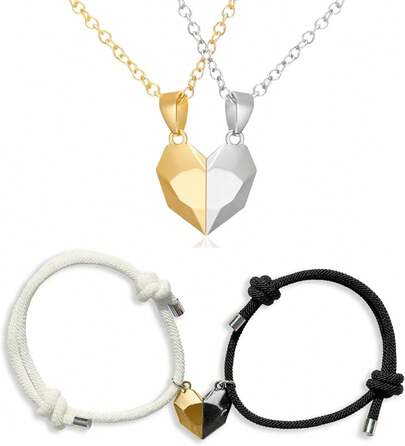 Regalo para novio Regalo para novio Fuwu, collar pareja, collares para pareja magnetico con forma de corazon, collar iman para pareja con sobre de regalo gratis