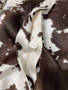 Áo nữ GMFP kiểu dáng thường ngày thanh lịch, rộng rãi, cài khuy ẩn, họa tiết da báo và mực loang, tay dài màu kaki, thích hợp cho các lễ hội âm nhạc/mùa cưới, mùa xuân. - Màu Khaki - Xem 10