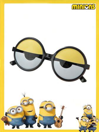 Minions 1/2/4/6pcs Round Frame Glasses Props For Cartoon-Themed Photography, Birthday Party, Christmas, New Year, Festival Gifts & Photo Booth Decoration