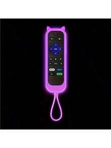 Capa de silicone que brilha no escuro com cordão para controle remoto Roku TV - Capa universal de silicone para Hisense, Roku TV Streaming Stick, controles remotos 4K+/4K Voice (1 unidade)