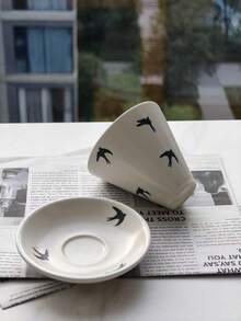 Creative Niche Ceramic Coffee Cup & Saucer Set, Japanese-Style Mug, Retro Coarse Pottery Latte Cup - Multicolor - View 5