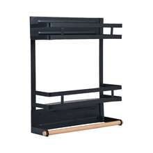 Living And Home 2/3 Tiers No Punching Magnetic Metal Fridge Storage Rack Kitchen Organiser,Fridge Spice Rack, Magnetic Shelf With Paper Towel Holder,Kitchen Refrigerator Storage Rack - Black - View 4