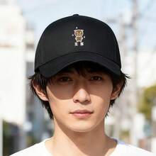 A cool cap with a star design featuring an illustration of a "beautiful pig" with a black design sense large head around Baseball cap duck cap retro graphic print low cap snapback cap Duckville cap baseball cap ball cap visual low cap small head around breathable snapback sports unisex fashionable - ブラック - チェックする 2