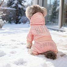 1 pieza Mono acolchado y reforzado para gatos y perros, color rosa y azul marino, diseño de 4 patas, ropa de mascota para otoño/invierno - Multicolor - Ver 18