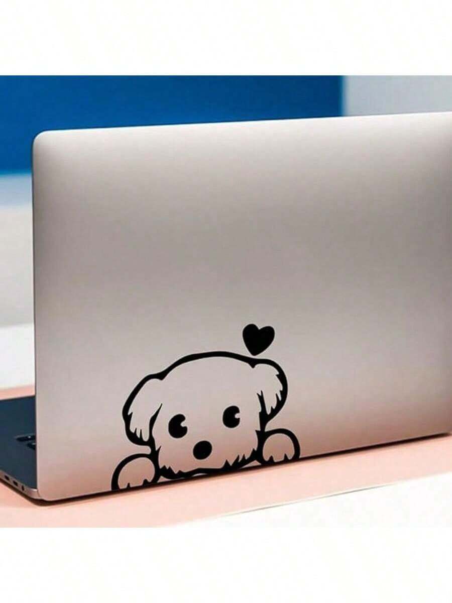 2pcs Of Cute Cartoon Puppy Computer Stickers For Cars Bumpers Vehicles Trucks Walls Laptops Doors Windows Skateboards Tablets