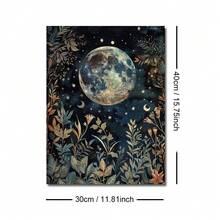 1/2pcs Unframed Boho Botanical Floral Moon Celestial Art Vintage Poster Dark Academia Moody Canvas Painting Print Minimalist Wall Picture For Dorm,Apartment,Bedroom,Living Room,Modern Home Decoration