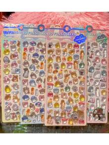 2/1pc Cartoon 3D Embossed Diamond Stickers - Cute Animal & Food Designs, High Gloss Effect, Vibrant Colors, Suitable For DIY Crafts, Scrapbooking, Laptops, Phones, Water Bottles, Diamond Art Stickers, Fun Designs, High Quality Decals, Decorative Stickers, Creative Decoration. [Random Style & Color Variations]