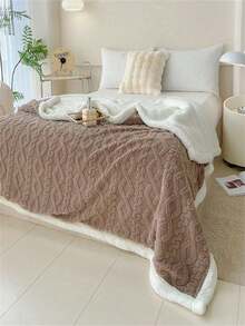 1 buc pătură de flanel Jacquard Bohemian Sherpa, pătură de pluș super moale și confortabilă pentru Halloween, Crăciun, sufragerie, decor dormitor, pătură răcoritoare roz din fleece francez pentru vară