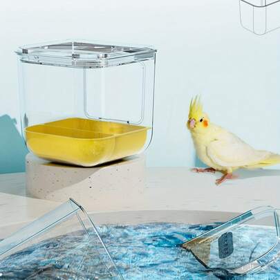 1 قطعة (الرمل غير مشمول) حوض استحمام كبير للطيور، غرفة استحمام للببغاوات والكوكاتيل والطيور الحب والكوكاتو