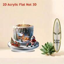Lodge Style Acrylic 3D Candle Christmas Scene Tabletop Decoration - Pop Culture Theme, Multipurpose Acrylic Decor For Home, Cafe, Office - No Text
