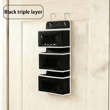 Behind The Door Hanging Cloth Storage Storage Box, Above The Door Storage Box, Hanging Wardrobe Storage Storage Box, 5 Large Capacity Pockets, Suitable For Bedroom, Bathroom, Food Storage Room, Home Storage 5-Tier - màu đen - Xem 6
