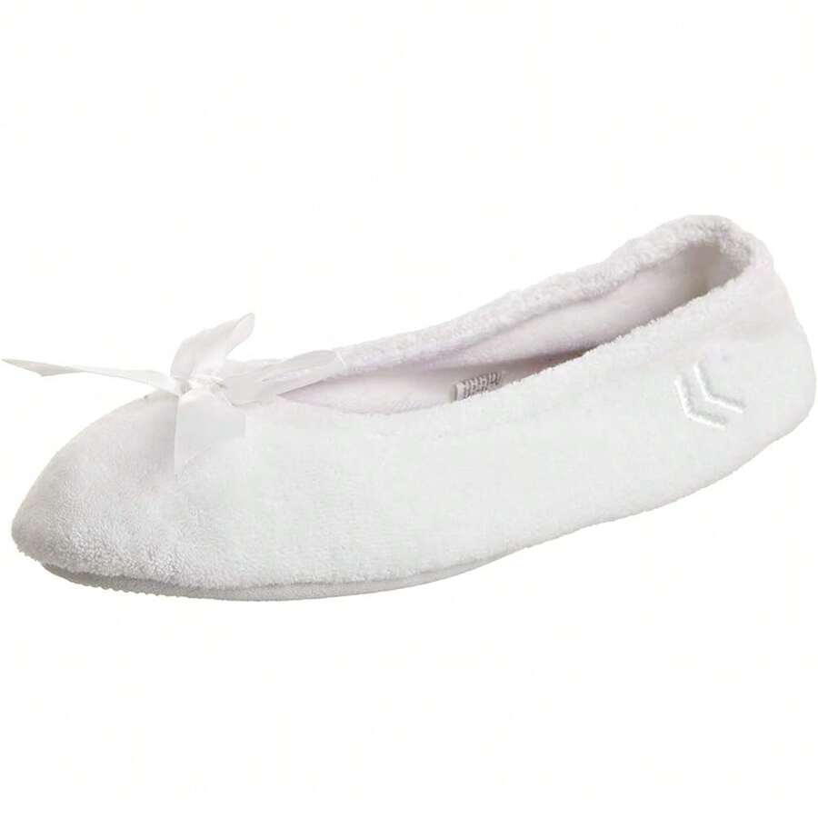 Isotoner Women's Terry Ballerina Slipper Clog{Inchsize_nameinch:Inch10inch,Inchcolor_nameinch:InchWhiteStripeinch} - 白條紋 - 查看 1