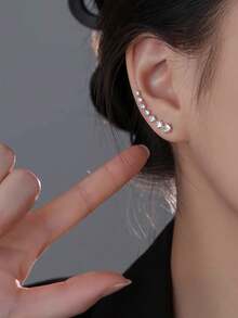 2pcs Sparkling 7-Cubic Zirconia Earrings, Luxurious High-End Fashion Earrings, Creative Personalized Jewelry Gift - Seven  Earrings - View 5