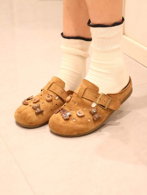 Zapatillas de casa de moda retro y casual con puntera cerrada para mujeres, zapatos deslizantes con suela gruesa y media cobertura para primavera/verano 2025