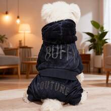 1 pieza Mono acolchado y reforzado para gatos y perros, color rosa y azul marino, diseño de 4 patas, ropa de mascota para otoño/invierno - Multicolor - Ver 8