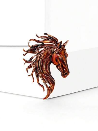 Luxury Enamel Horse Head Brooches - Animal Pins For Women Unisex Banquet Clothing Accessories/Friends Party Badge Gifts