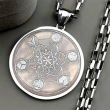 虎眼石瑜伽印度教佛教七脉轮不锈钢项链神圣几何天使印记梅塔特隆符号链饰 - 項鍊 - 查看 12