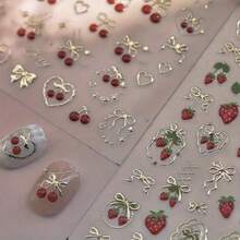 Gold Foil Cherry Nail Stickers - 1個 - 查看 3