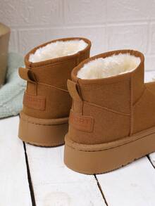 Fall/Winter Short Snow Boots, Multi-Color, Thick, Warm, Non-Slip Boots,Fur Boots - Yellow-brown - View 5