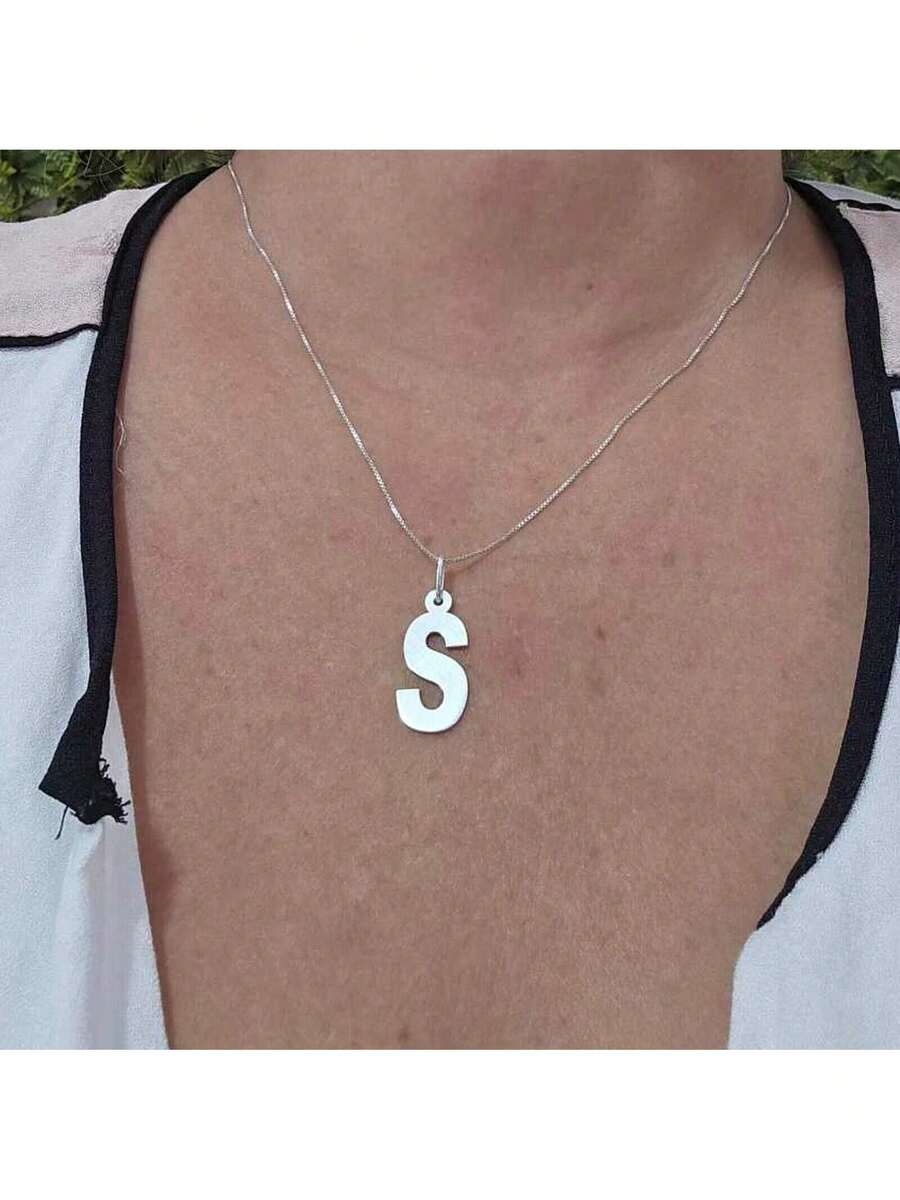 Complete Alphabet Initial Pendant In 925 Sterling Silver - W - View 1