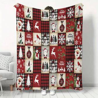 1 Bohemian Patchwork Blanket - A Vibrant Flannel Blanket Featuring Geometric And Floral Patterns. Suitable For All Seasons, Soft And Warm, Perfect For Sofa Beds, Camping Trips, Home Decor Gifts, And More. A Refined Patchwork Blanket. Bedroom. Blanket. Winter. Christmas. Room Decor.