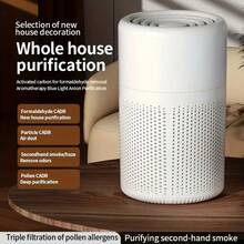 智能家居空气净化器 - USB供电，静音运行，HEPA和活性炭过滤器，适用于汽车、办公室、厨房和卧室的空气净化器，烟雾和异味消除器